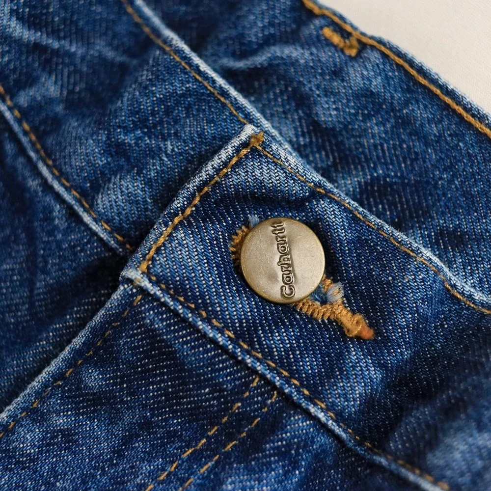 Vintage Carhartt B73 DST Double Knee Denim Work Pants Jeans 36x34 Made In Mexico